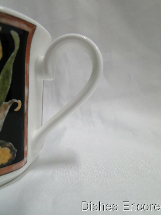 Villeroy & Boch Intarsia, Black, Fruit, Flowers, Birds: Cup & Saucer Set, 2 3/8"