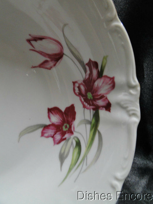 Winterling 84: Embossed Scrolls, Pink Flowers: Round Serving Bowl, 9 3/8"