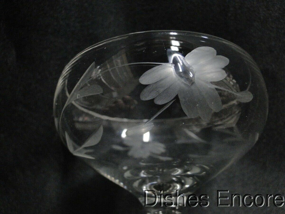 Clear w/Gray Cut Flowers & Leaves: Champagne / Sherbet (s) 4 1/2", As Is, CR#088