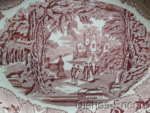 Mason's Vista Pink, Transferware: Oval Platter, 13 1/4", Gadroon