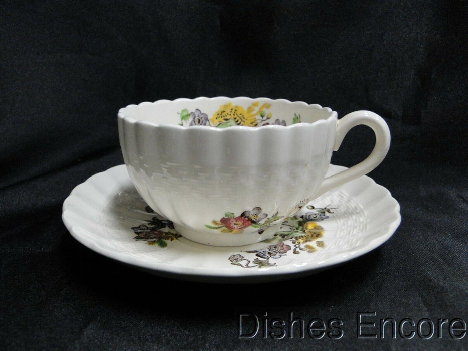 Spode Wicker Lane, Basket Weave, Florals: Cup & Saucer Set (s), 2 1/8"