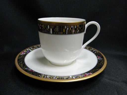 Mikasa Royal Glimmer, White w/ Black Multicolor: Cup & Saucer Set (s)