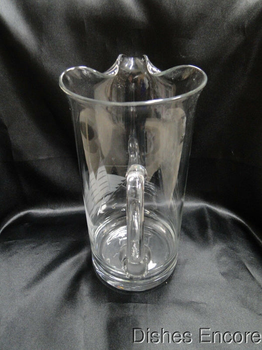 Toscany (Romania) Clear w/ Gray Cut Sailboat, Original Sticker: Pitcher, 10"