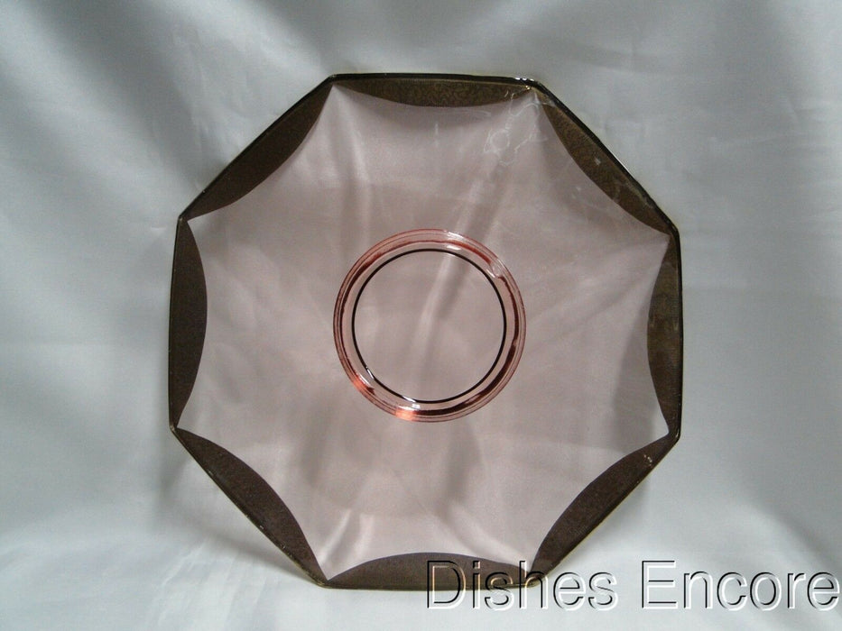 Tiffin Rambler Rose Pink, Encrusted Gold: Octagonal Serving / Cake Plate, 10"