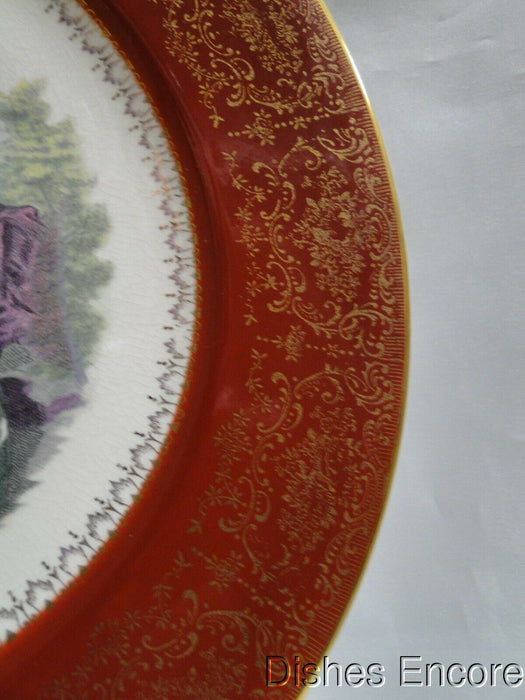 Salem Victorian Ladies, Red Rim, Scene, Century: Service Plate, 11" -- Crazing