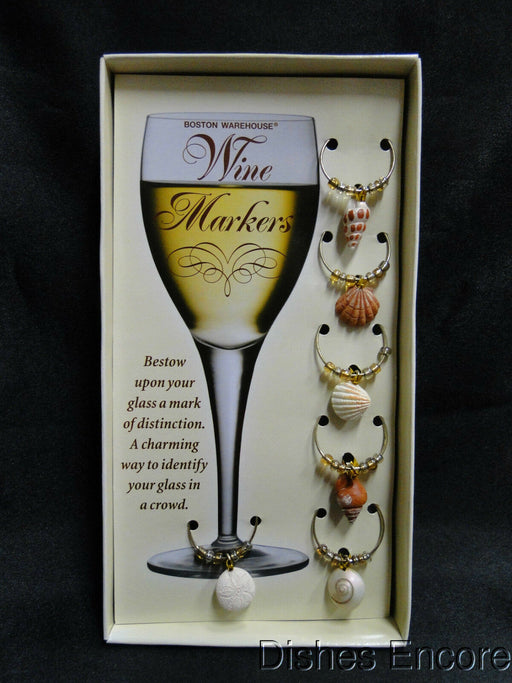 Boston Warehouse Seashell Wine Charms: Set of 6, New w/ Box