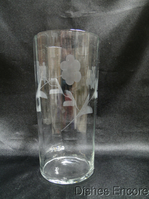 Clear w/ Gray Cut Flowers & Leaves, Optic: Flat Tumbler (s), 5 3/8" -- CR#089