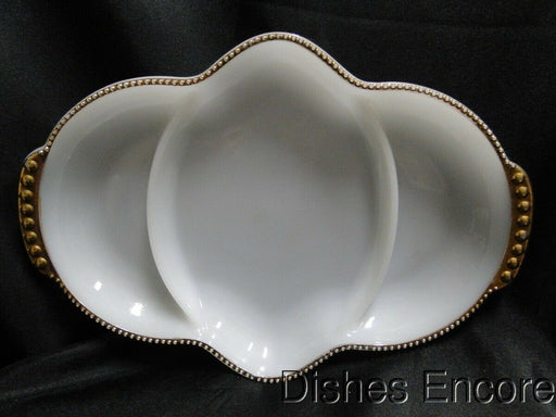 Anchor Hocking Swirl Golden Anniversary Milk Glass: 3-Part Relish Dish, Worn