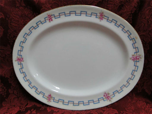 Royal Doulton HB 6700, Pink Flowers, Blue Zig Zag Line: Platter, 12 3/4"