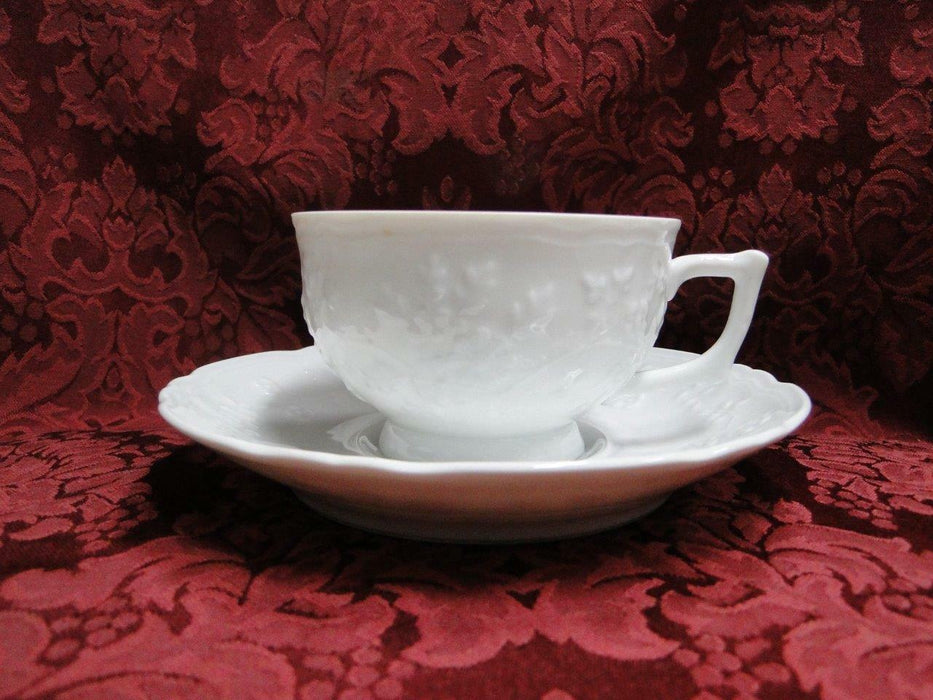 Raynaud Hawthorne, White w/ Raised Flowers: Cup & Saucer Set (s), 2 3/8" Tall