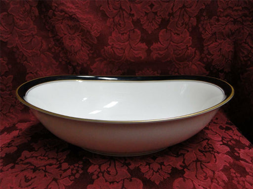 Noritake Ivory & Ebony, 7274, Black Band w/ Gold: Oval Serving Bowl, 10"