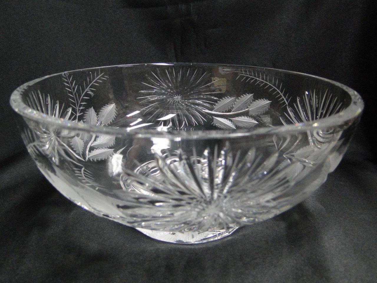 Dresden Cut Crystal, Flowers & Serrated Leaves: Round Bowl, 8 3/8", As Is
