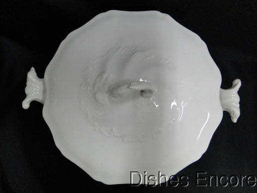 Johnson Brothers White w/ Embossed Scrolls: Serving Bowl & Lid, 9", As Is