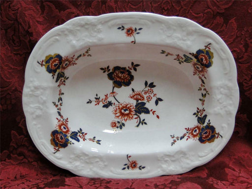 Coalport St Louis, White w/ Blue, Rust, Gold: Oval Serving Bowl, 9 3/8"