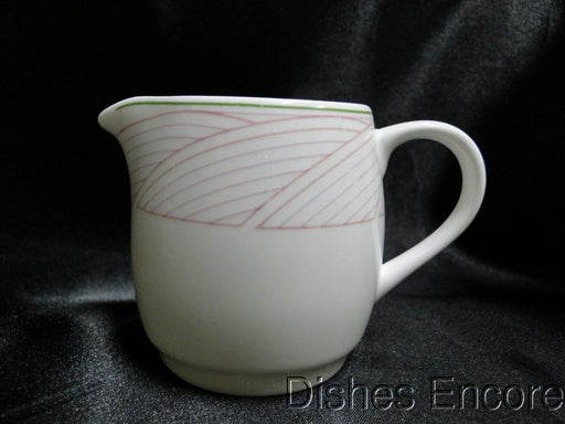 Nikko White w/ Pink Lines & Green Trim: Creamer / Cream Pitcher, 2 3/4" Tall