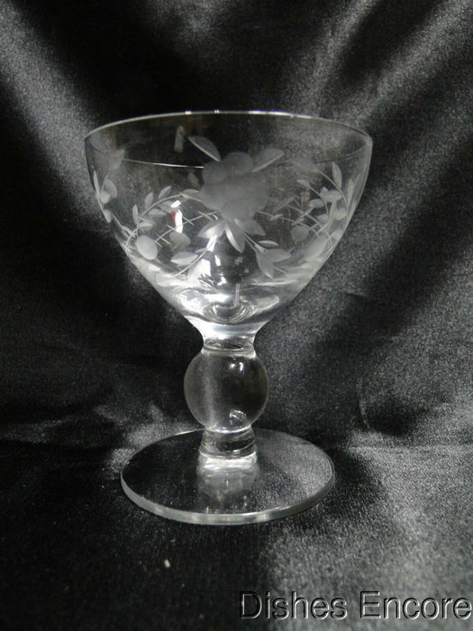 Clear w/ Etched Floral, Ball Stem: Oyster Cocktail (s), 3 5/8" Tall - CR#031