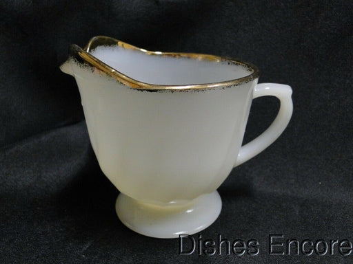 Anchor Hocking Swirl Golden Anniversary Milk Glass w/Gold Trim: Creamer /Pitcher