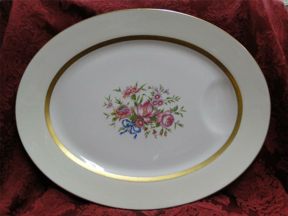Haviland (New York) Kenmore, Floral w/ Gold Trim: Oval Serving Platter, 16 1/4"