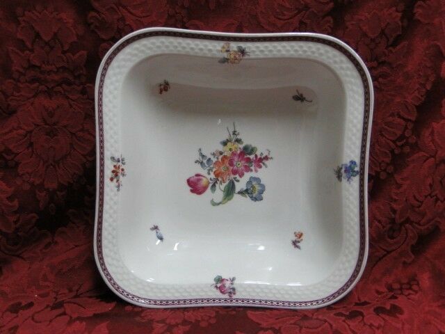 Thomas China 7144, Burgundy & Platinum Band: Square Serving Bowl, 7 1/4"