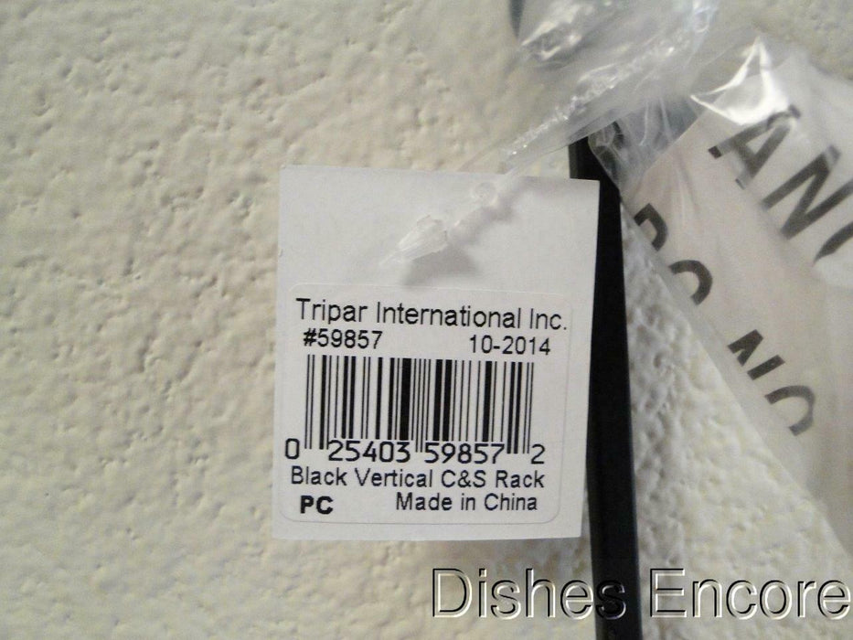 Tripar Augusta Vertical Black Display Rack for 4 Cup & Saucer Sets, 36"