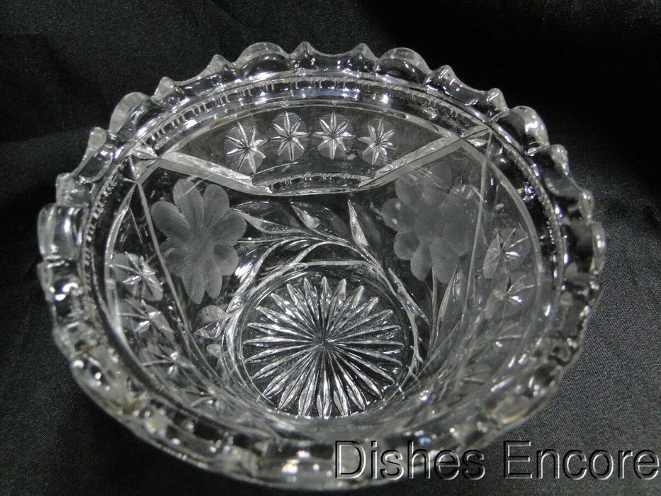 Pressed Glass w/ Large Flowers & Small Stars: Bowl, 5" x 3 1/4", As Is -- MG#151