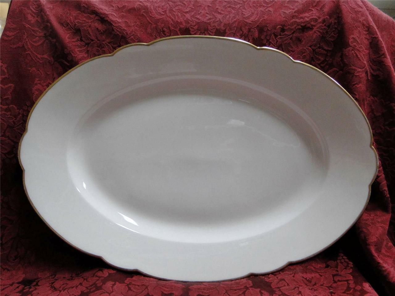 Redon, M (PL Limoges), White, Rim Shape, Thick Gold Trim: Serving Platter, 15.5"