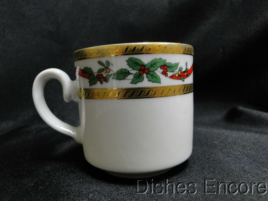Tirschenreuth TIR8, Red Ribbon, Berries, Green Holly: Demitasse Cup & Saucer Set