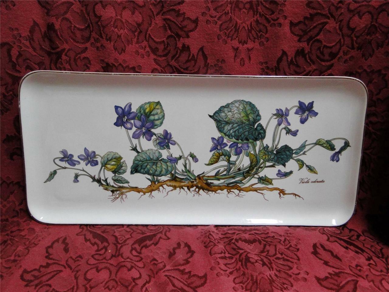 Villeroy & Boch Botanica, Flowers, Brown Trim: Sandwich Tray 13.5" x 6 1/8"