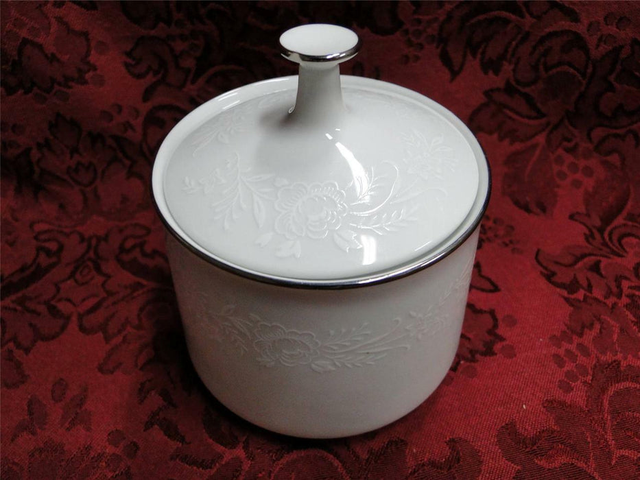 Noritake Reina, 6450Q, White Flowers & Leaves : Sugar Bowl & Lid, As Is