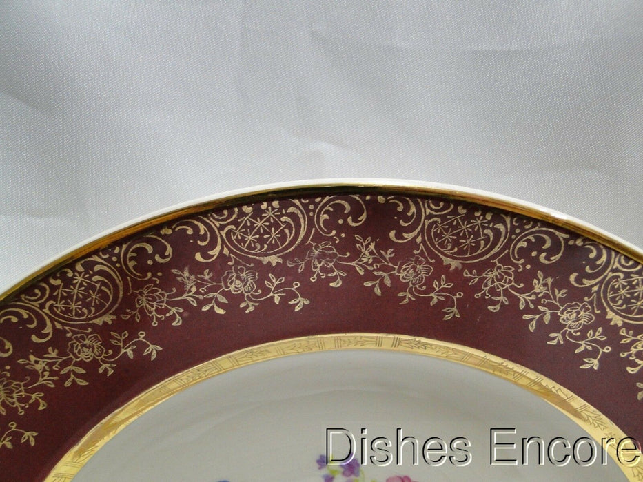 Salem Aristocrat Maroon: Gold Filigree: Dinner Plate (s), 10", Crazing