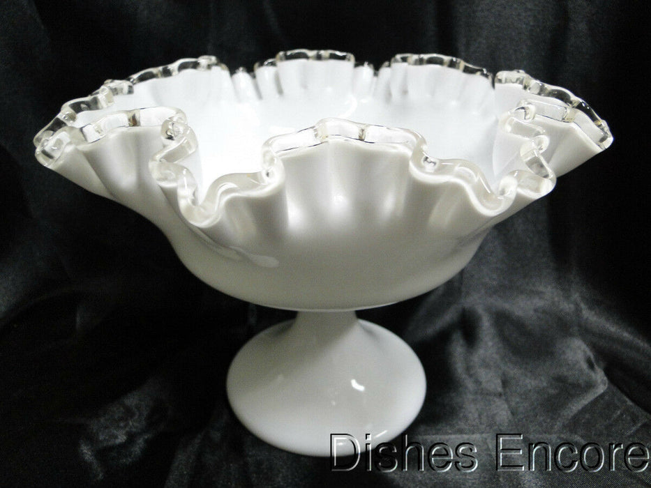 Fenton Silver Crest, Crimped Crest on Milk Glass: Flared Compote 7429