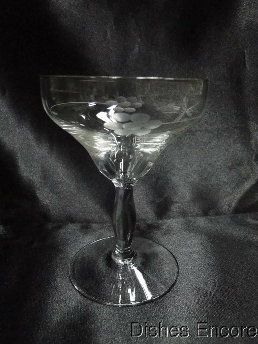 Clear w/ Etched Flowers & Leaves: Champagne / Sherbet (s), 4 5/8" Tall -- CR#016