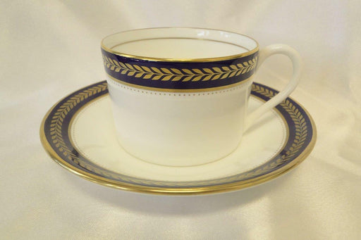 Coalport Blue Wheat, Bone, Gold Laurel on Cobalt Band: Flat Cup & Saucer Set (s)