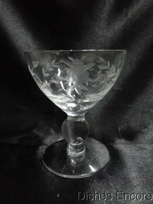 Clear w/ Etched Floral, Ball Stem: Oyster Cocktail (s), 3 5/8" Tall - CR#031