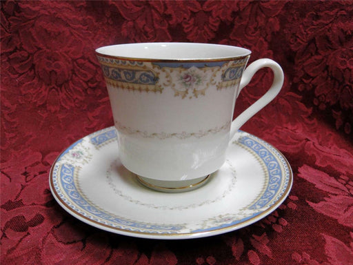 Mikasa Lexington, Blue Border, Floral, Scrolls, Gold: Cup & Saucer Set (s)