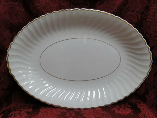 Syracuse Standish, Swirled, Gold Trim: Oval Serving Platter, 11 3/4"