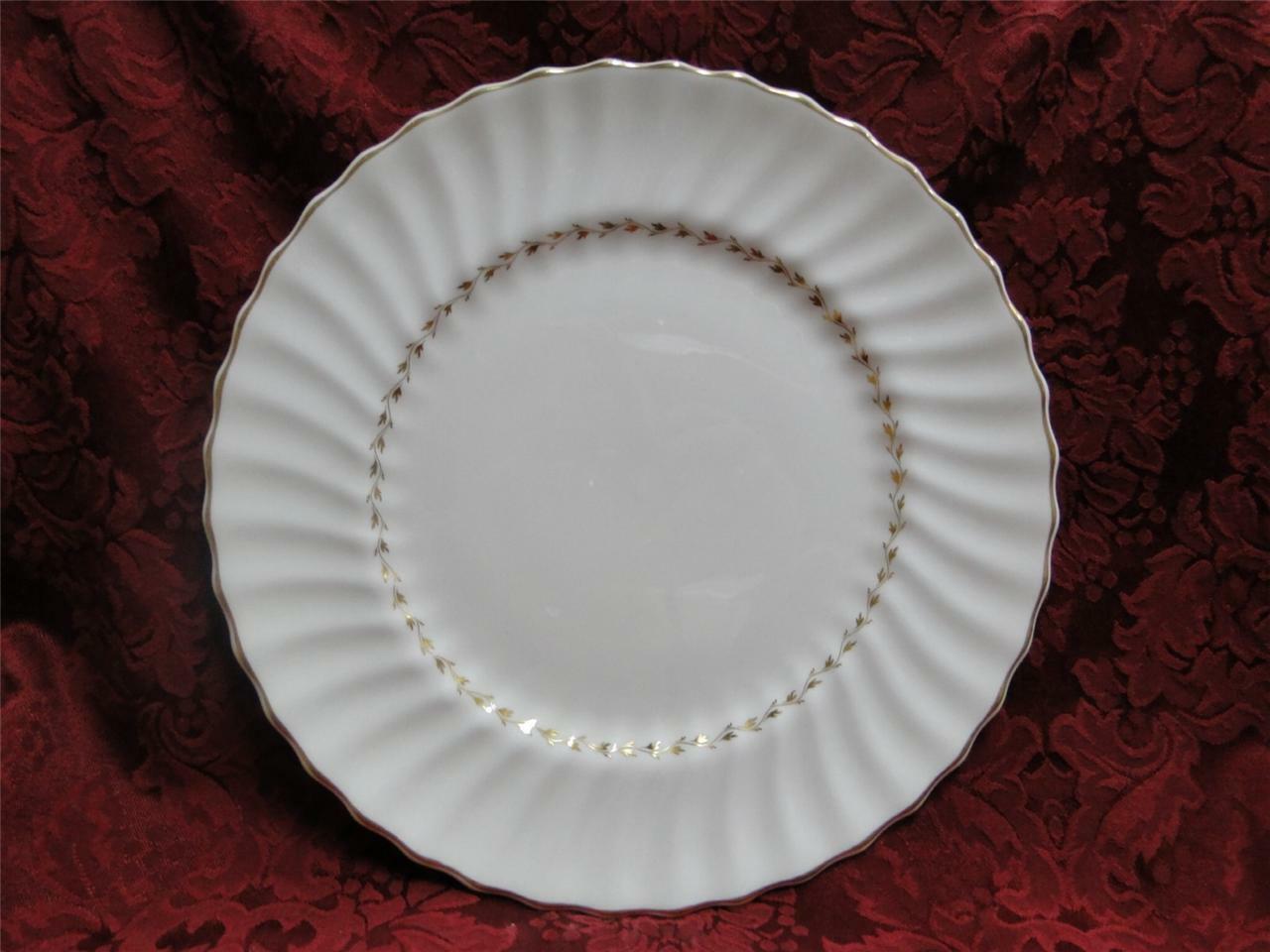Royal Doulton Adrian, White, Gold Laurel, Swirl Rim: Dinner Plate (s), 10 1/2"