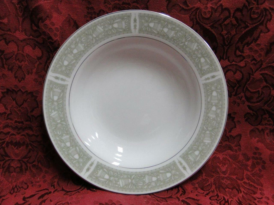 Mikasa Chapel, Green Bells on White, Platinum: Rim Soup Bowl (s), 8 3/8"