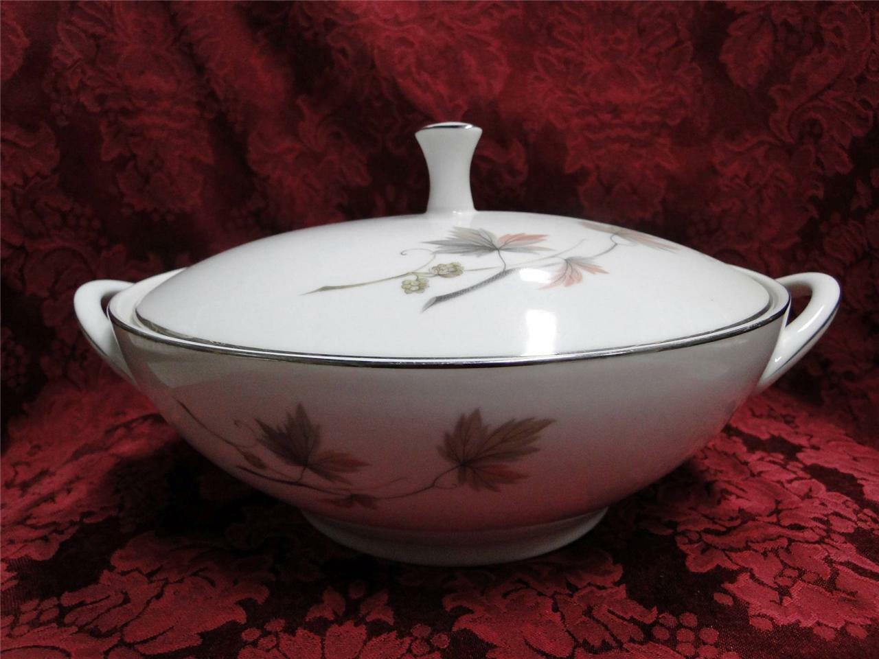 Noritake Oaklane, 6310, Taupe & Peach Leaves: Covered Serving Bowl & Lid, As Is