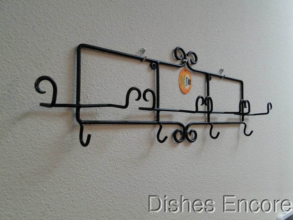 Bard's Horizontal Black Metal Display Rack for Four Cup & Saucer Sets, 26"