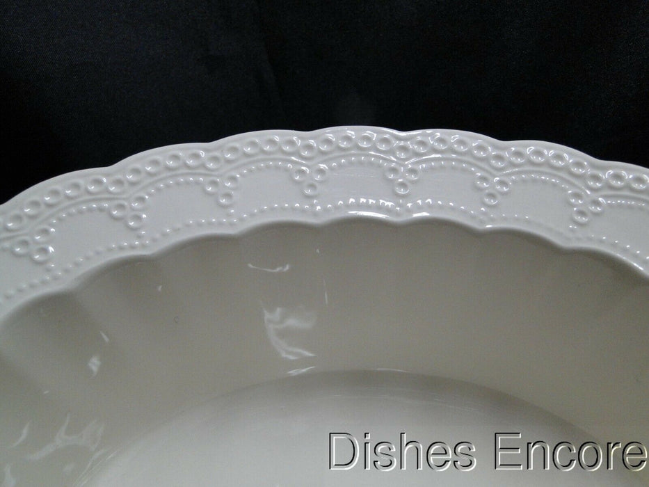 Spode Jewel, Cream w/ Embossed Circles & Dots: Oval Serving Bowl 10 1/8", As Is