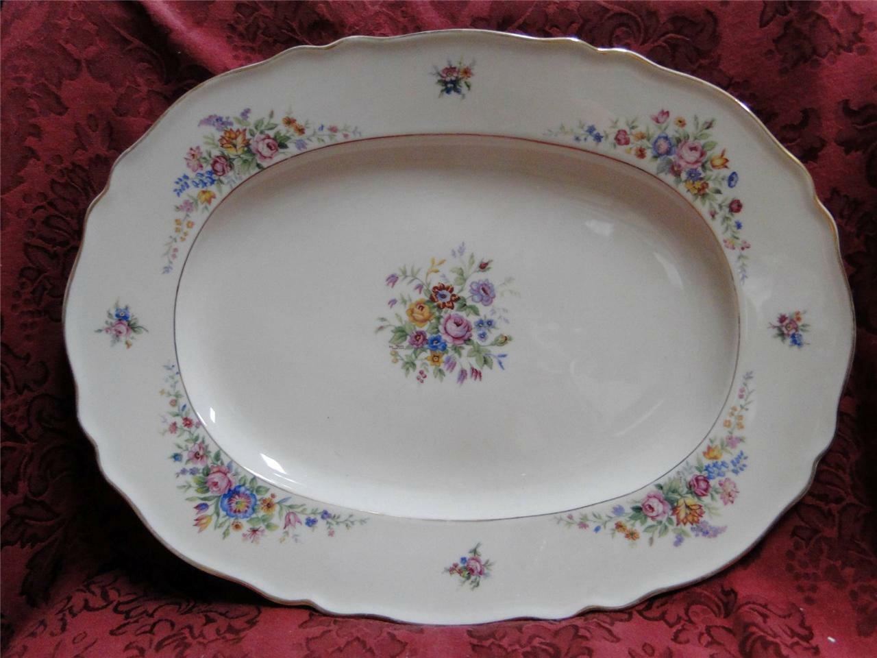 Krautheim/Franconia Lakme, Floral, Scallop, Ivory: Oval Platter, 15 1/2"