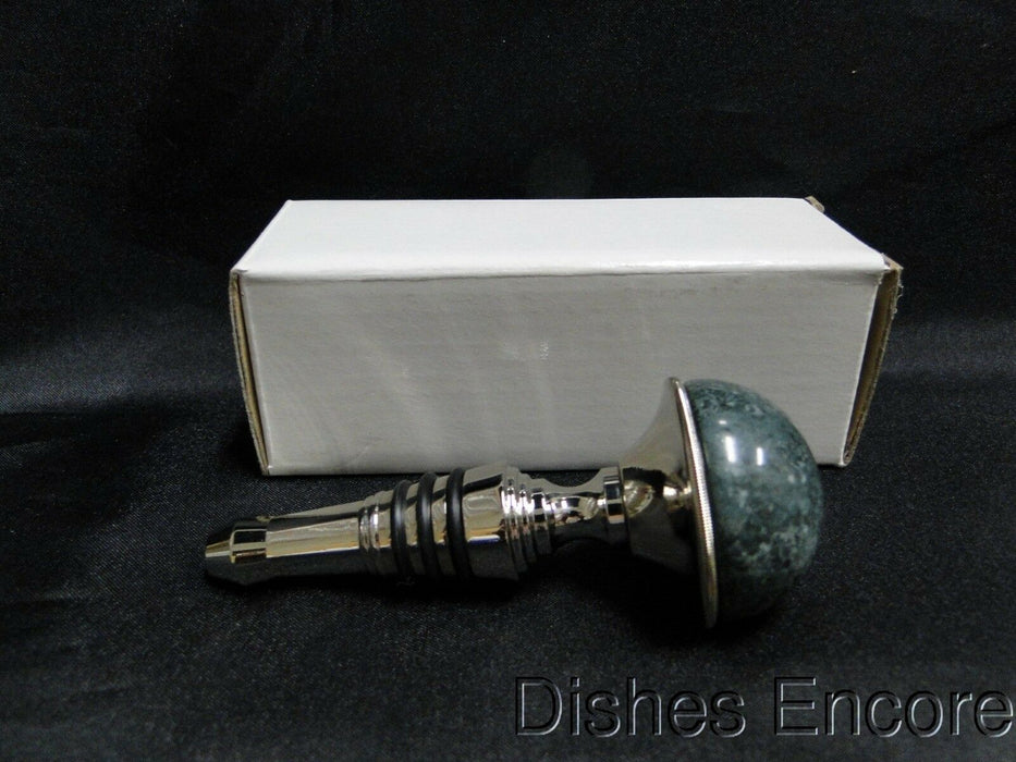 Wine Bottle Stopper: Dark Green Marble-Like Dome Top, 4 1/8", New w/ Box