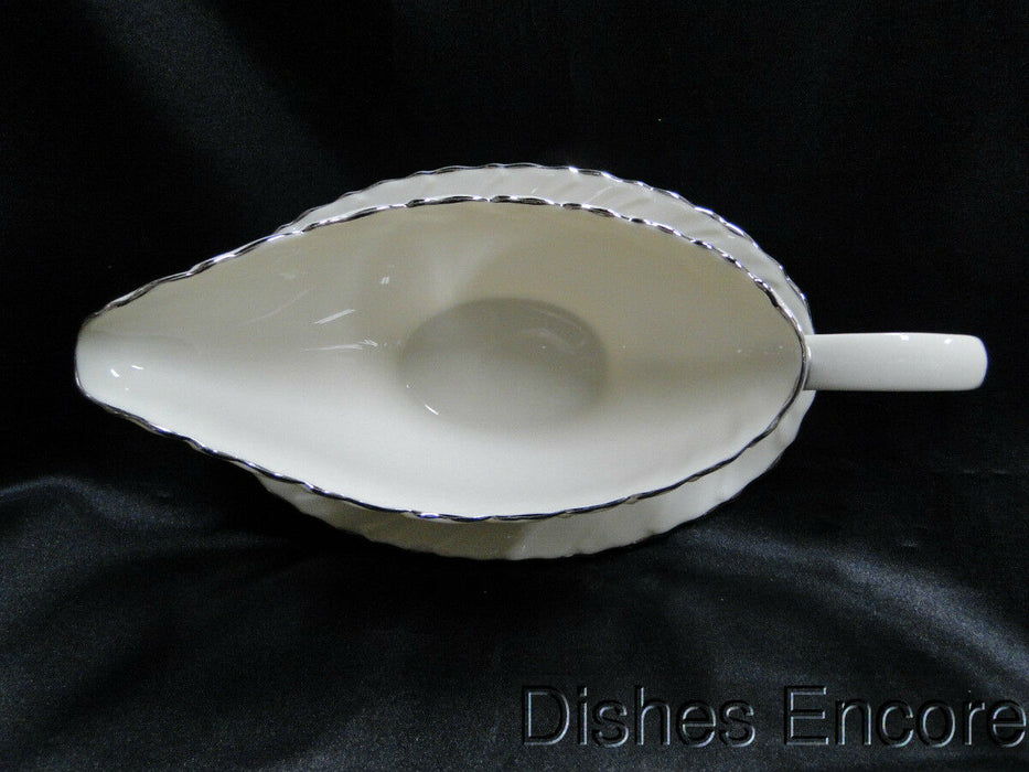 Lenox Weatherly, Ivory Swirled, Platinum: Gravy w/ Attached Underplate