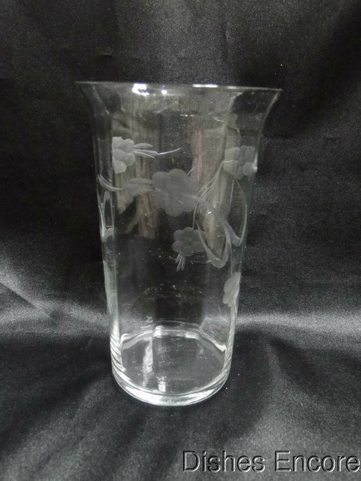 Clear w/ Gray Cut Flowers & Leaves, Optic: Flat Tumbler (s), 5 1/4" -- CR#089