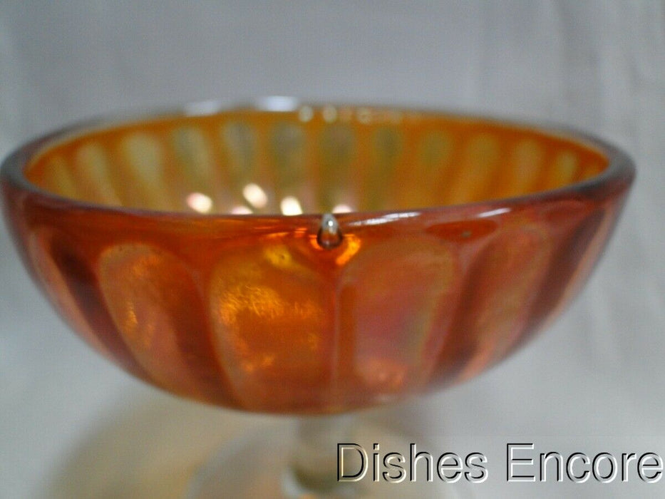 Fluted Glass, Iridescent Amber w/ Clear Stem: Low Sherbet (s), 3 1/2", CR#113