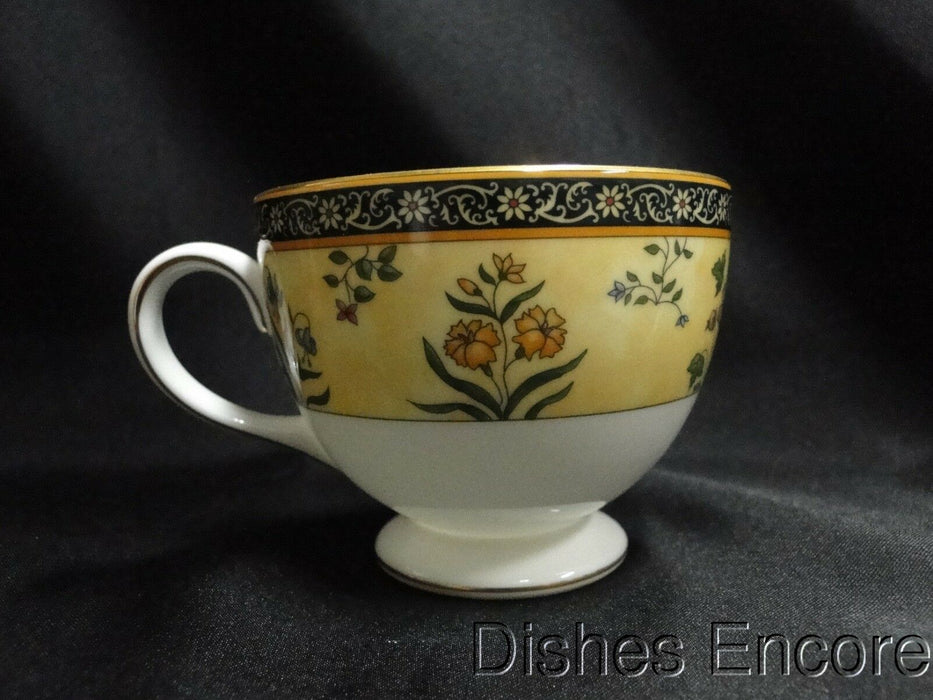 Wedgwood India, Florals on Tan & Black Bands: Cup & Saucer Set (s), 2 5/8" Tall