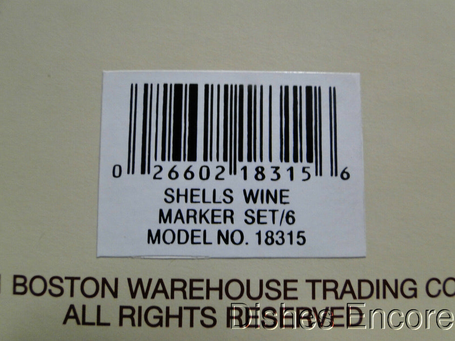 Boston Warehouse Seashell Wine Charms: Set of 6, New w/ Box