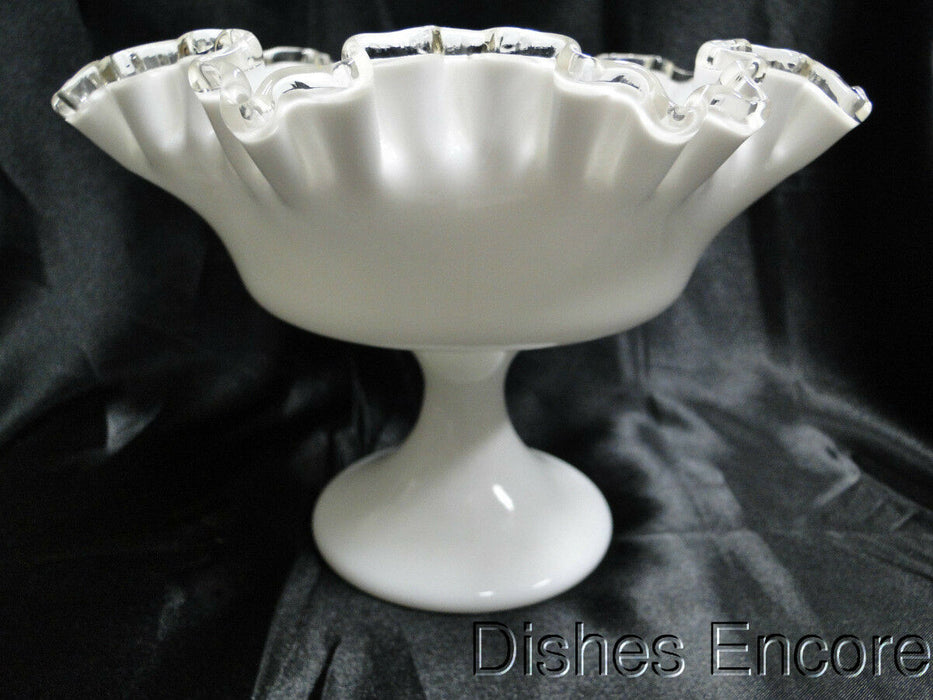 Fenton Silver Crest, Crimped Crest on Milk Glass: Flared Compote 7429