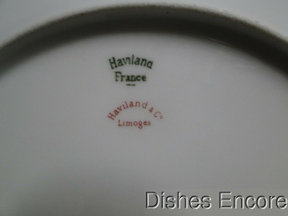 Haviland (Limoges) Schleiger 29a, Pink Flowers, Green: Luncheon Plate, 8 5/8"